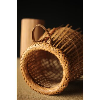 栄月作 巻竹籠 花篭　U264 