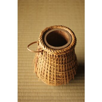 栄月作 巻竹籠 花篭　U264