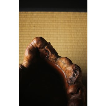 瘤木 自然木の瓶掛/煎茶盆　X320 