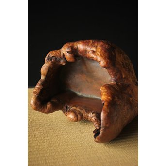 瘤木 自然木の瓶掛/煎茶盆　X320 