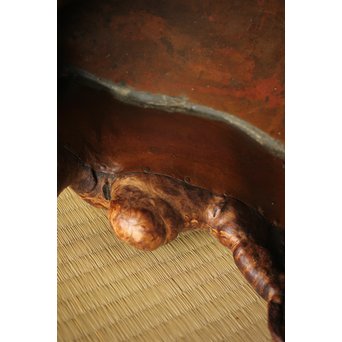 瘤木 自然木の瓶掛/煎茶盆　X320 