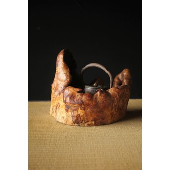 瘤木 自然木の瓶掛/煎茶盆　X320