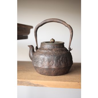 龍文堂 上田照房造 鳳凰図 小振鉄瓶　M293 