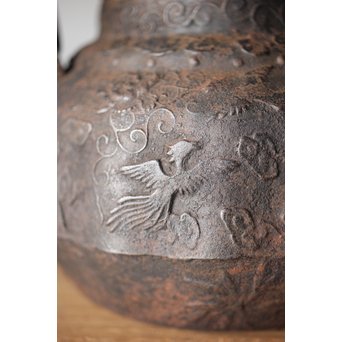 龍文堂 上田照房造 鳳凰図 小振鉄瓶　M293 