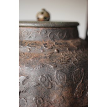 龍文堂 上田照房造 鳳凰図 小振鉄瓶　M293 