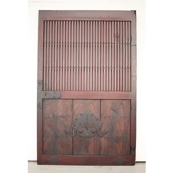 巾着金具の朱格子蔵戸　W046Y