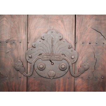 巾着金具の朱格子蔵戸　W046Y 