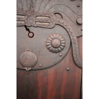 巾着金具の朱格子蔵戸　W046Y 