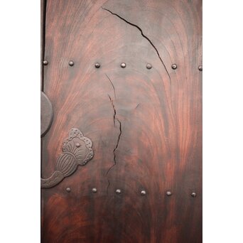 巾着金具の朱格子蔵戸　W046Y 