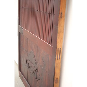 巾着金具の朱格子蔵戸　W046Y 