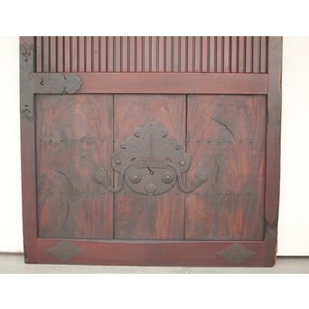 巾着金具の朱格子蔵戸　W046Y 