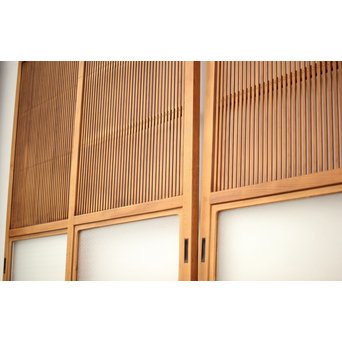 腰板欅 白木格子戸 4枚1組　L1054Y 