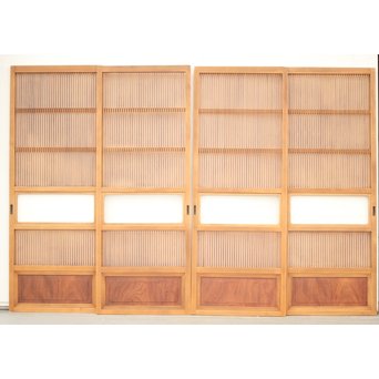 腰板欅 白木格子戸 4枚1組　L1054Y