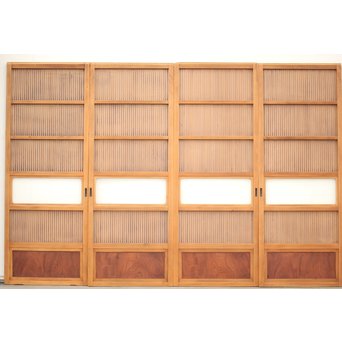 腰板欅 白木格子戸 4枚1組　L1054Y 