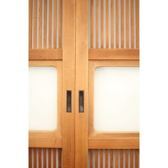 腰板欅 白木格子戸 4枚1組　L1054Y 