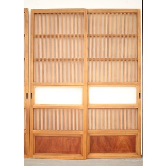 腰板欅 白木格子戸 4枚1組　L1054Y 