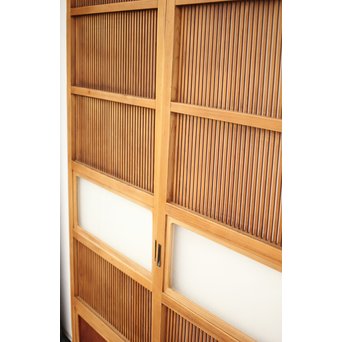 腰板欅 白木格子戸 4枚1組　L1054Y 