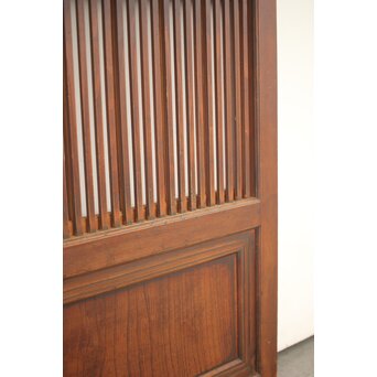 釘無 障子枠付 欅腰板の格子戸　L1055 