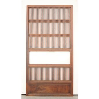 釘無 障子枠付 欅腰板の格子戸　L1055