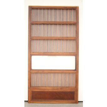 釘無 障子枠付 欅腰板の格子戸　L1055 