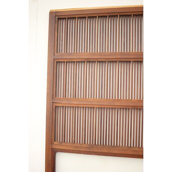 釘無 障子枠付 欅腰板の格子戸　L1055 