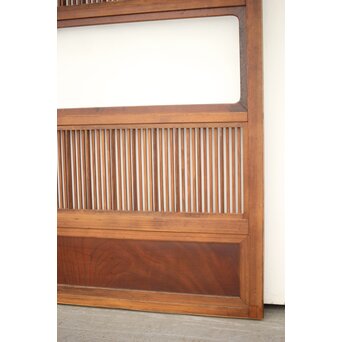 釘無 障子枠付 欅腰板の格子戸　L1055 