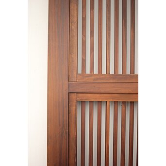 釘無 障子枠付 欅腰板の格子戸　L1055 