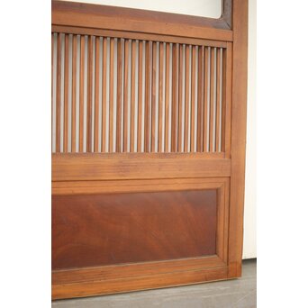 釘無 障子枠付 欅腰板の格子戸　L1055 