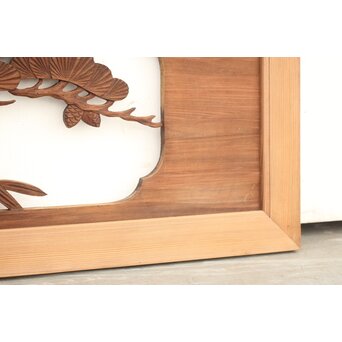 鶴亀木彫欄間 2枚1組　R0134 