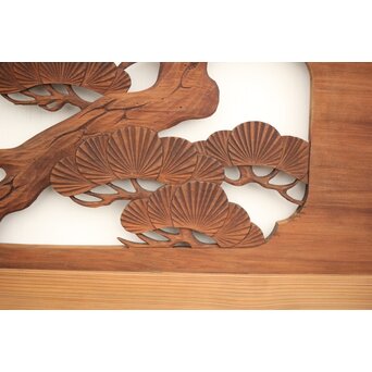 鶴亀木彫欄間 2枚1組　R0134 