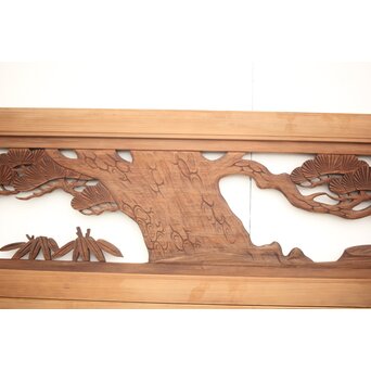 鶴亀木彫欄間 2枚1組　R0134 