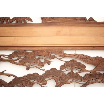 鶴亀木彫欄間 2枚1組　R0134 