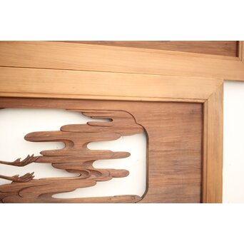 鶴亀木彫欄間 2枚1組　R0134 