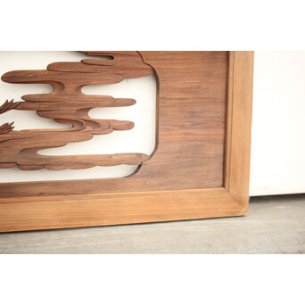 鶴亀木彫欄間 2枚1組　R0134 