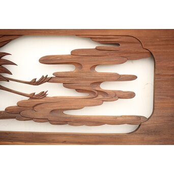 鶴亀木彫欄間 2枚1組　R0134 