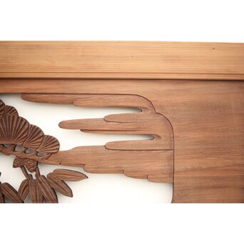 鶴亀木彫欄間 2枚1組　R0134 