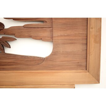 鶴亀木彫欄間 2枚1組　R0134 