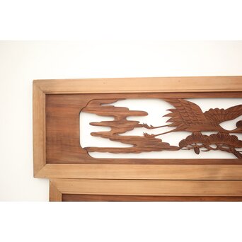 鶴亀木彫欄間 2枚1組　R0134 