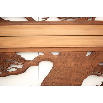 鶴亀木彫欄間 2枚1組　R0134 