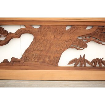 鶴亀木彫欄間 2枚1組　R0134 