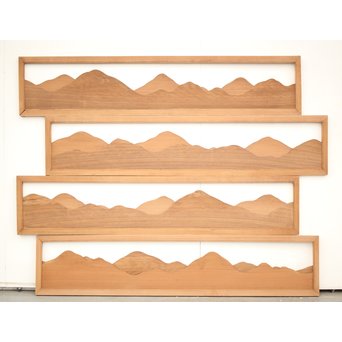 遠山 切り出し木彫欄間 4枚1組　R0135Y