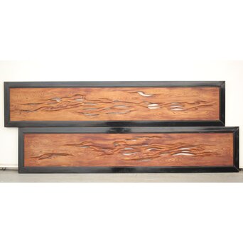 自然木/虫食手 欄間 2枚1組　R0136YD