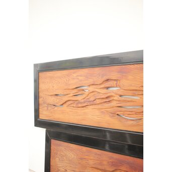 自然木/虫食手 欄間 2枚1組　R0136YD 