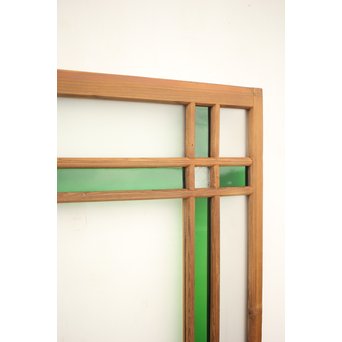 緑色ガラス 中型建具 2枚1組　GD0080Y 
