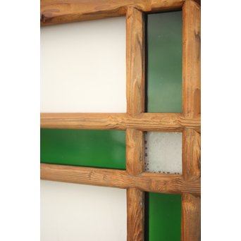 緑色ガラス 中型建具 2枚1組　GD0080Y 