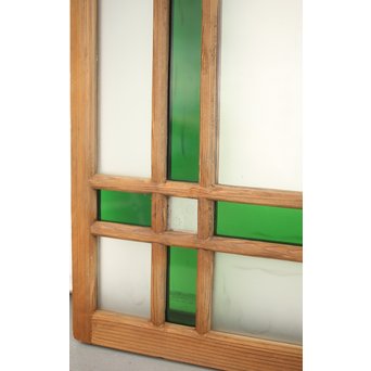 緑色ガラス 中型建具 2枚1組　GD0080Y 
