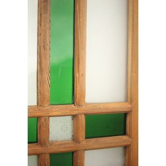 緑色ガラス 中型建具 2枚1組　GD0080Y 