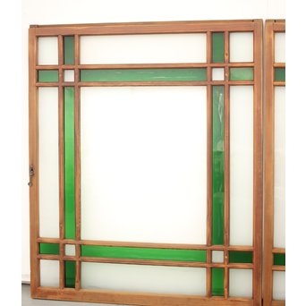 緑色ガラス 中型建具 2枚1組　GD0080Y 