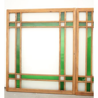 緑色ガラス 中型建具 2枚1組　GD0080Y 