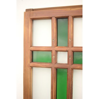 緑色ガラス 中型建具 2枚1組　GD0080Y 